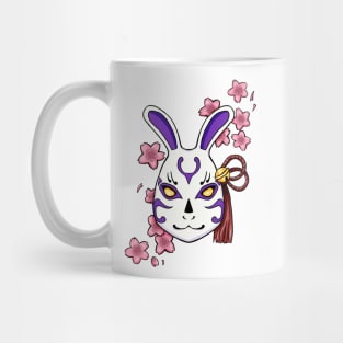 Blossoming Habits: A Cherry Blossom Japanese Mask Purple Mug